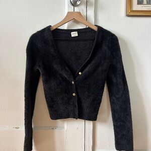 Abercrombie Black Fuzzy Women's Cardigan Sweater